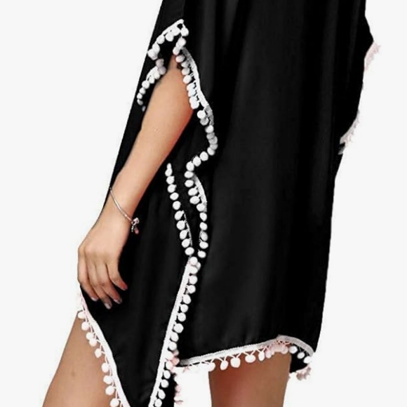 NWT-PINKMSTYLE Clothing Co. Cover Up Swimsuit with pom poms one size - Picture 5 of 8